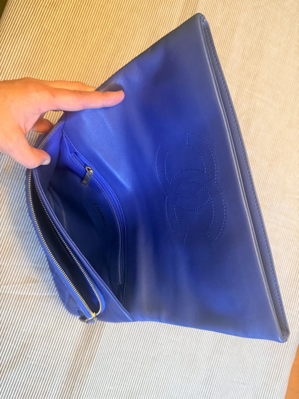 NOT AVAILABLE CHANEL Cobalt Blue Quilted Slim City Clutch with Gold CC - Picture 5 of 7
